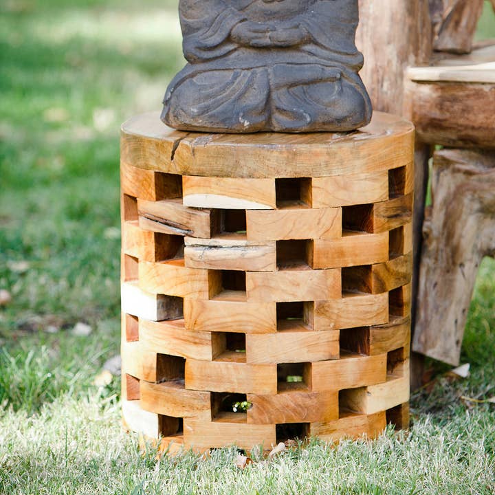 Garden Age Supply - Wholesale Stool - Teak Puzzled Stools