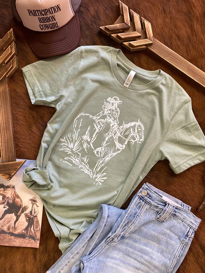 T-shirt graphique Cowgirl Western pour la vente par Ranch Girl Gear