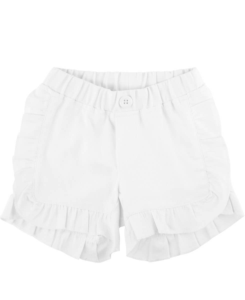 Toddler Girls White Ruffle Trim Woven Shorts for wholesale on Faire0