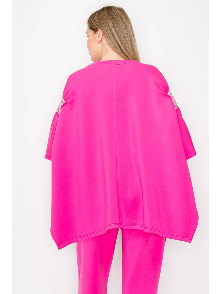 Joh Apparel - Wholesale Poncho - Women's - Fern Stretch French Scuba Poncho