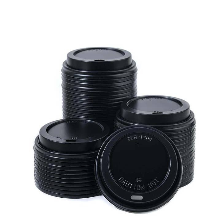 EcoQuality - Wholesale Disposable Cup - 20Oz Disposable White Paper Hot Cold Cups with Black Dome