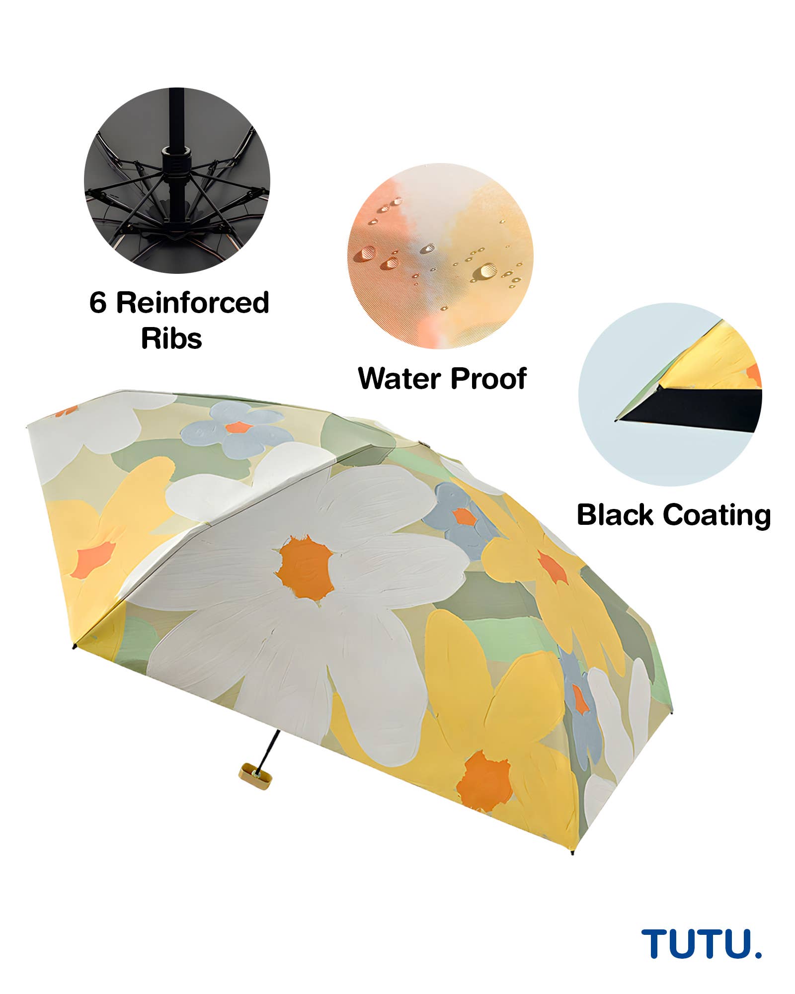 TUTU Home - Tableware & Decor - Wholesale Umbrella - Women's - Green "Printemps" Floral Pocket Mini Umbrella2