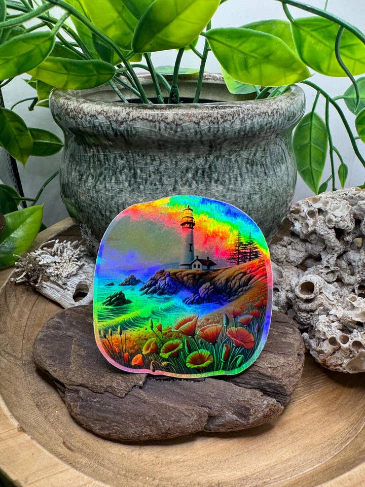 Holografisk Fyrtårn Vinylklistermærke: Californiens Kyst Dekal for engroshandel hos California Dreaming Co
