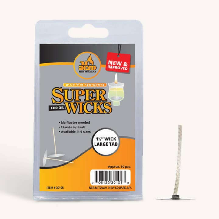 Super Wicks Docht mit großer Lasche, 3,8 cm, 50 Stück für den Großhandel von Ner Mitzvah