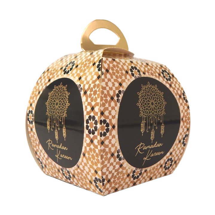 Ramadan Kareem Leckerli-Boxen (10 Stück), Schwarz & Gold für den Großhandel von Peacock Supplies