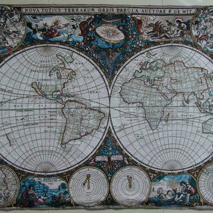 WH-MAP-2 | TAPISSERIE CARTE DU MONDE ANCIEN 2 POUR MUR pour la vente par SignareArt