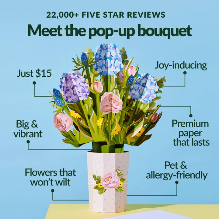 Lovepop Cards - Wholesale Everyday Greeting Card - Hibiscus Bouquet, 12x8.5" Flower Vase, Vintage8