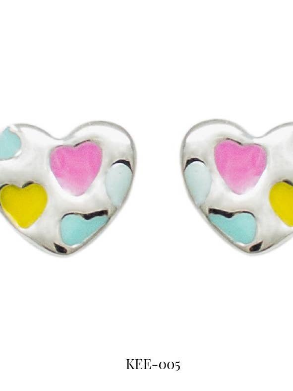 Orecchini a cuore multicolore in argento sterling 92,5 per la vendita all'ingrosso da parte di Yo Baby