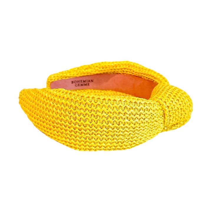 Felgele geraffiaknoopte hoofdband voor wholesale door BOHEMIAN GEMME