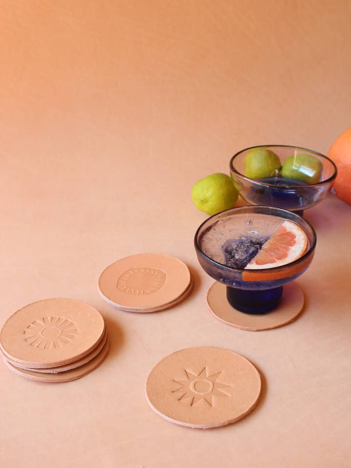 Sun Coasters for wholesale by Olive n' Suede