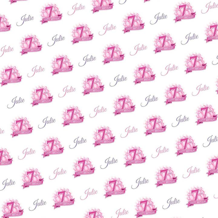 Personlig 7: e födelsedag rosa mjukpapper för wholesale av Potter's Printing