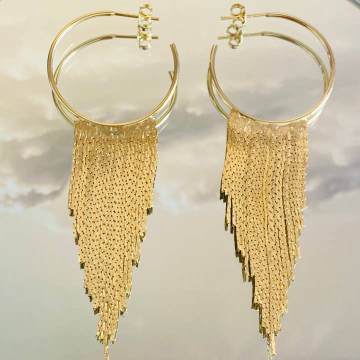 Housegoldjewelry - Wholesale Dangle Earrings - Gold Fringe Earrings, Dangle Earrings, Gold Tassel Earrings