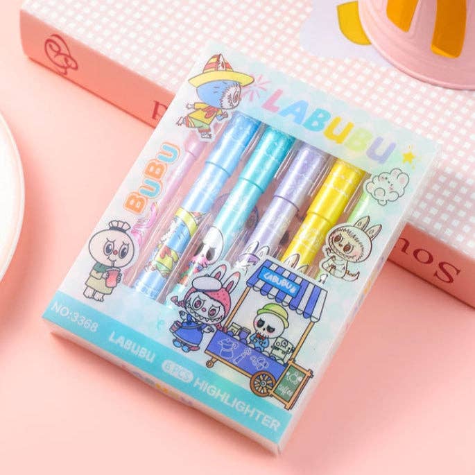Little Trendy - Wholesale Highlighter -  6 Assorted Colors fluorescent highlighter pens-cute monster0