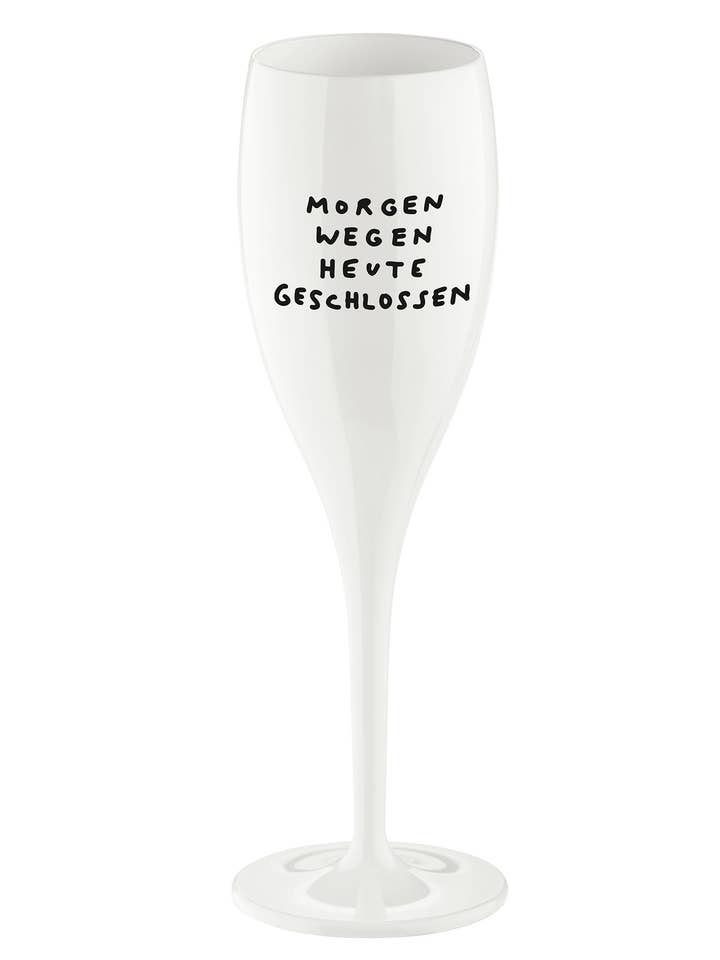 Bicchiere con stampa CHEERS No. 1 CHIUSO DOMANI PER OGGI per la vendita all'ingrosso da parte di Koziol ideas for friends GmbH