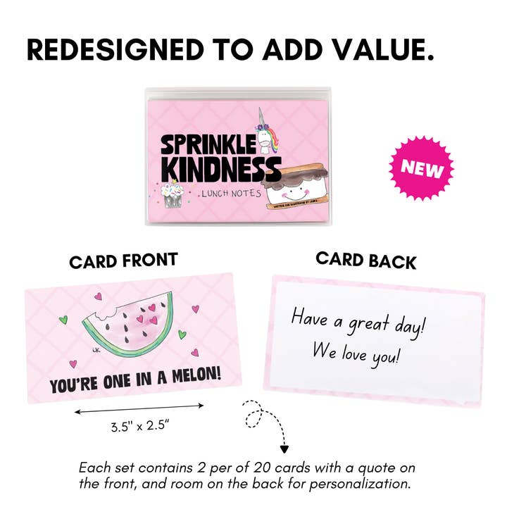 Papersalt - Wholesale Stationery/Notecard Set - Sprinkle Kindness Affirmation Card/Lunch Notes (Boxed Set) 3