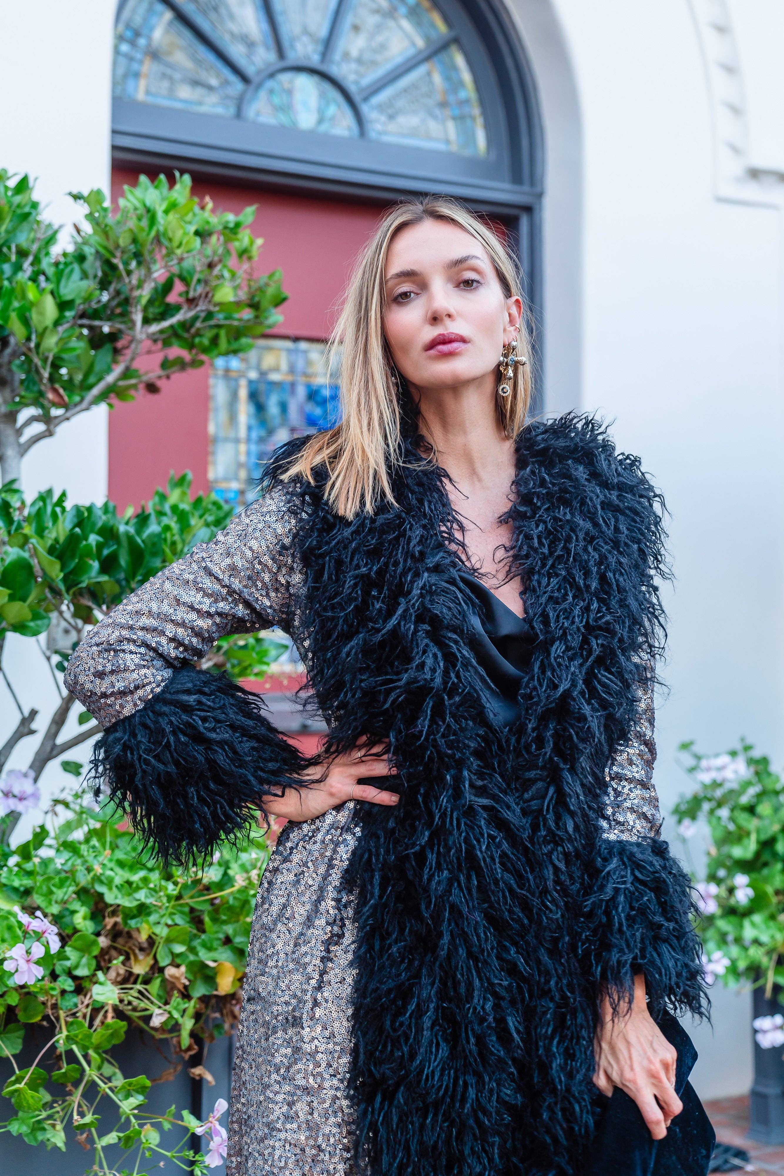 Jennafer Grace - Wholesale Jacket - Women's - Penny Deluxe Buxom Gunmetal Faux Fur Jacket3