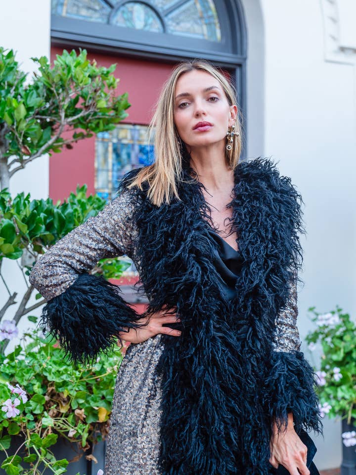 Jennafer Grace - Wholesale Jacket – Women's - Penny Deluxe Buxom Gunmetal Faux Fur Jacket3