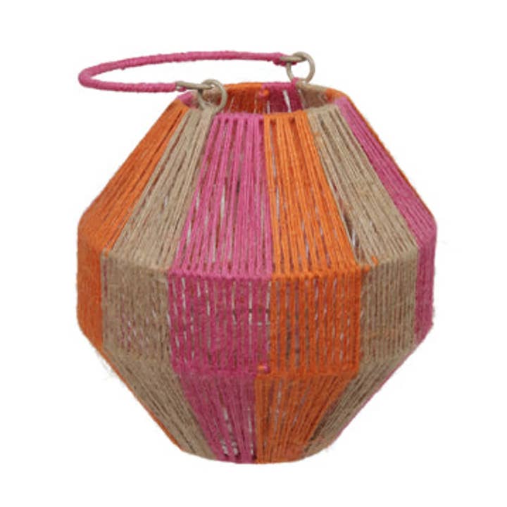 Farol de yute multicolor naranja para venta al por mayor de DRYdecorations