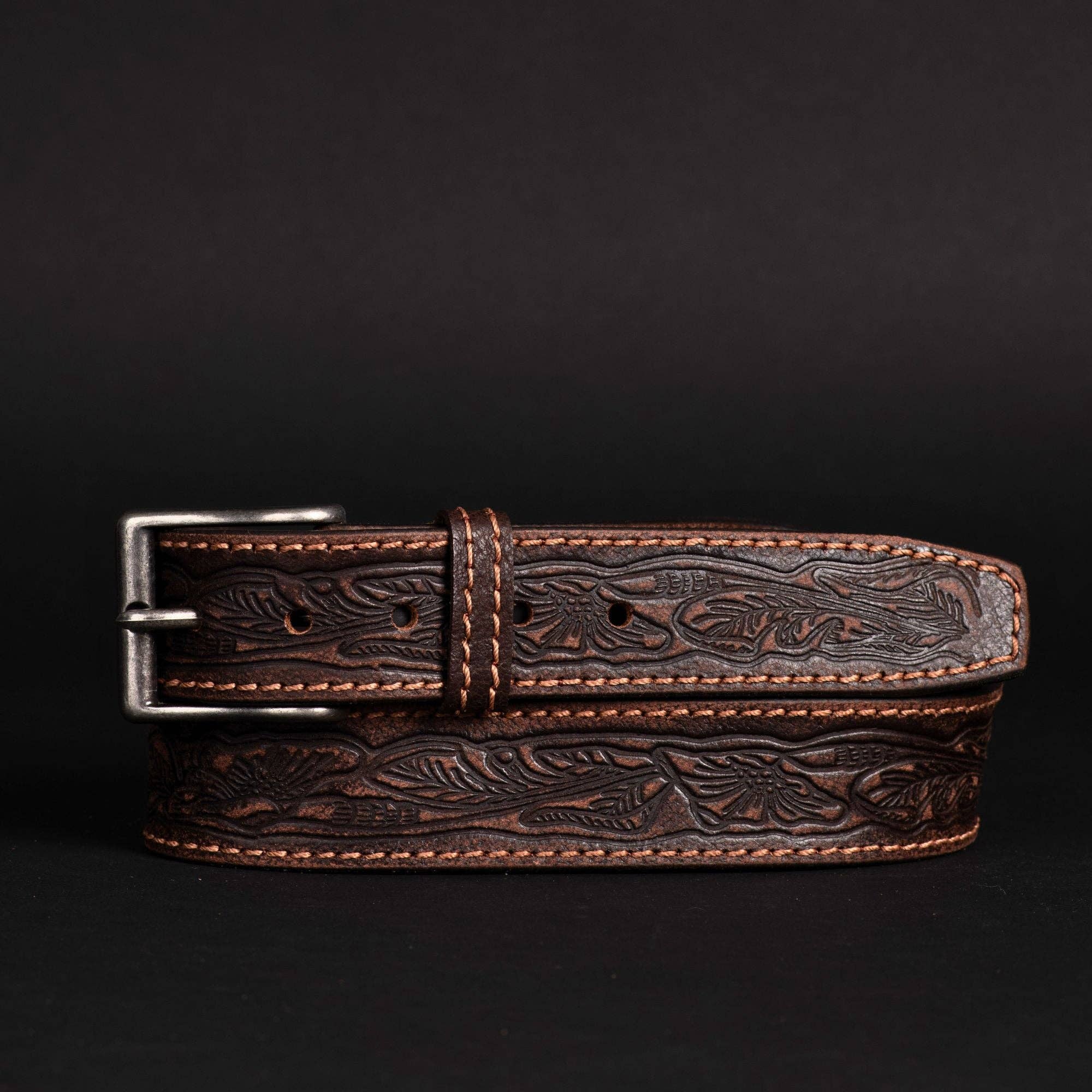 NAB LEATHER - Wholesale Belt - Unisex - Brown Artistic 100% Full Grain Leather Belt0