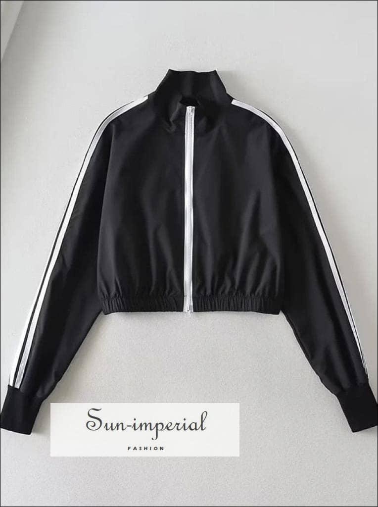 Sun Imperial - Wholesale Tracksuit - Women's - Women Striped Training Tracksuit Set With Double Zip Jacket4