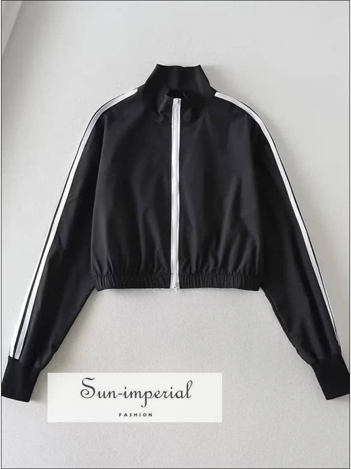 Sun Imperial - Wholesale Tracksuit - Women's - Women Striped Training Tracksuit Set With Double Zip Jacket4
