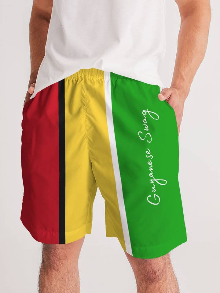 Guyanese Swag Ice Gold Green Men's Jogger Shorts for wholesale by Guyanese Swag