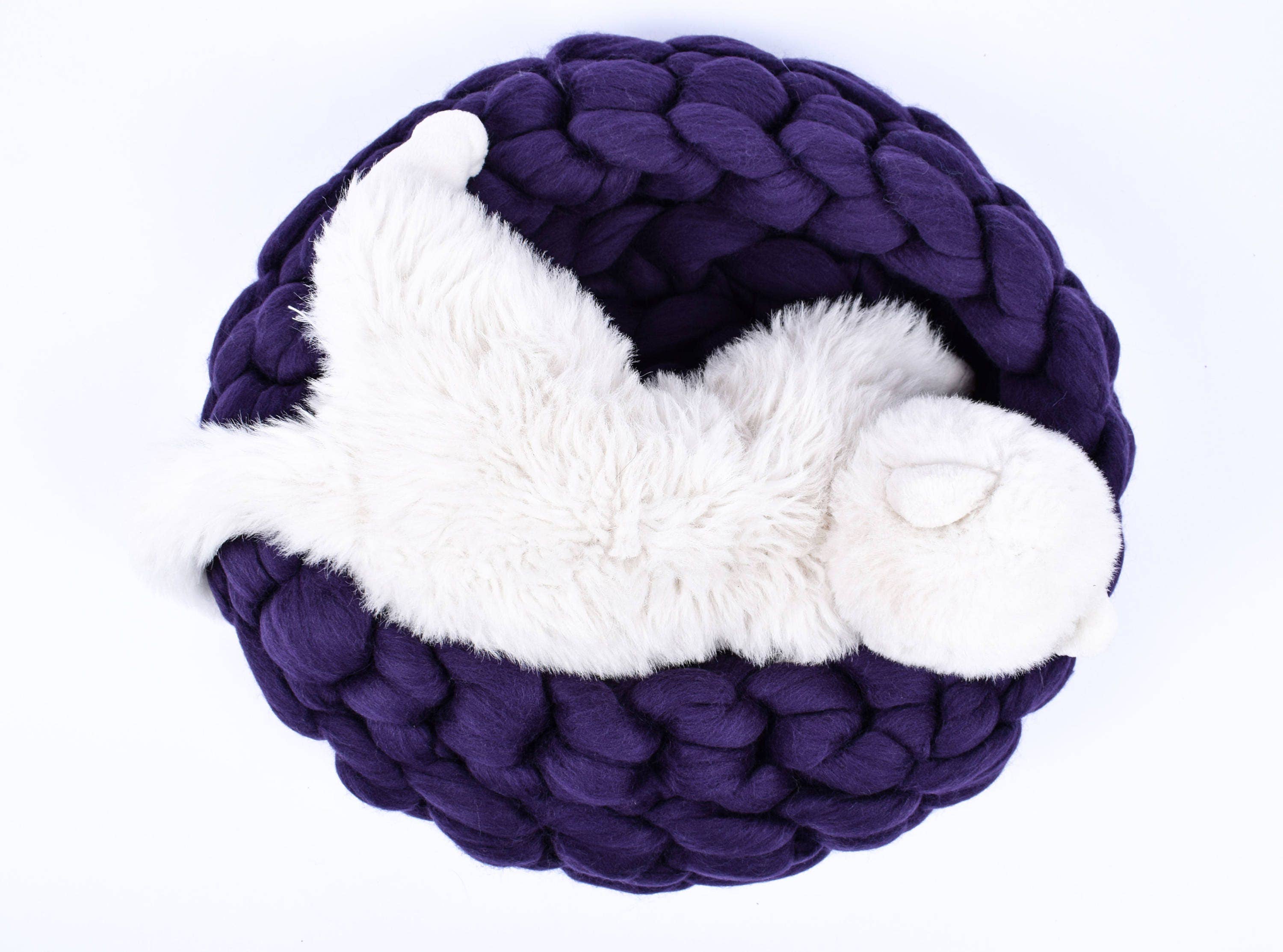 woolexperts - Vente Lit – chat et chien - Lit pour chat en grosse maille en laine mérinos et grotte pour animaux #22