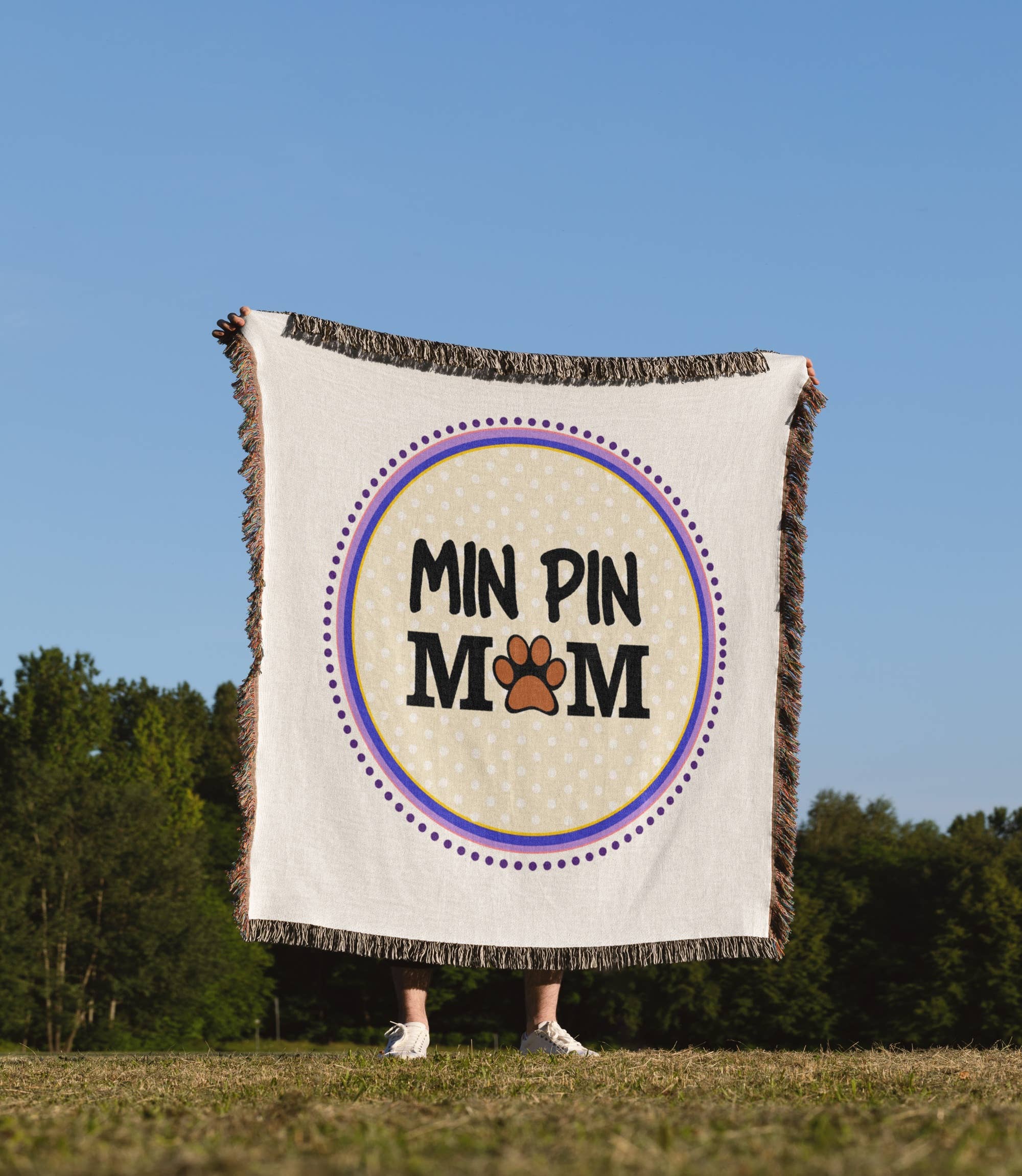 3dRose - Wholesale Throw Blanket - 3dRose, Min Pin Dog Mom - Miniature Pinscher - Doggie mama by breed paw-print mum love doggy lover pet owner, Blanket1