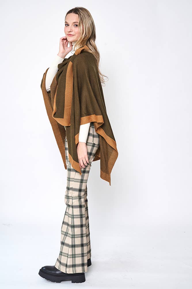 Hana - Venta al por mayor Poncho - Mujer - Ruana ribeteada con correa para el hombro8