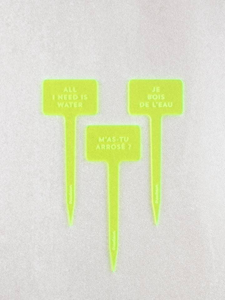 Plåntes M'as-tu-watered marker - Neon yellow acrylic for wholesale by Greenterior