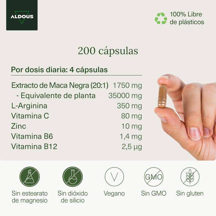 Aldous Bio - Vendita all'ingrosso Integratori preparto - Premaman - Complesso di maca nera peruviana 35000 mg Aldous | Estratto 20:1