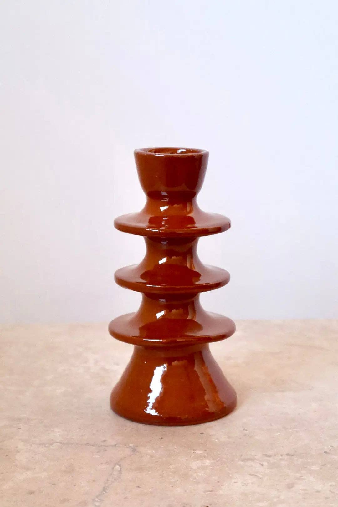 Néda - Wholesale Candle Holder - Handmade Colorful Brown Ceramic Candle Holders0