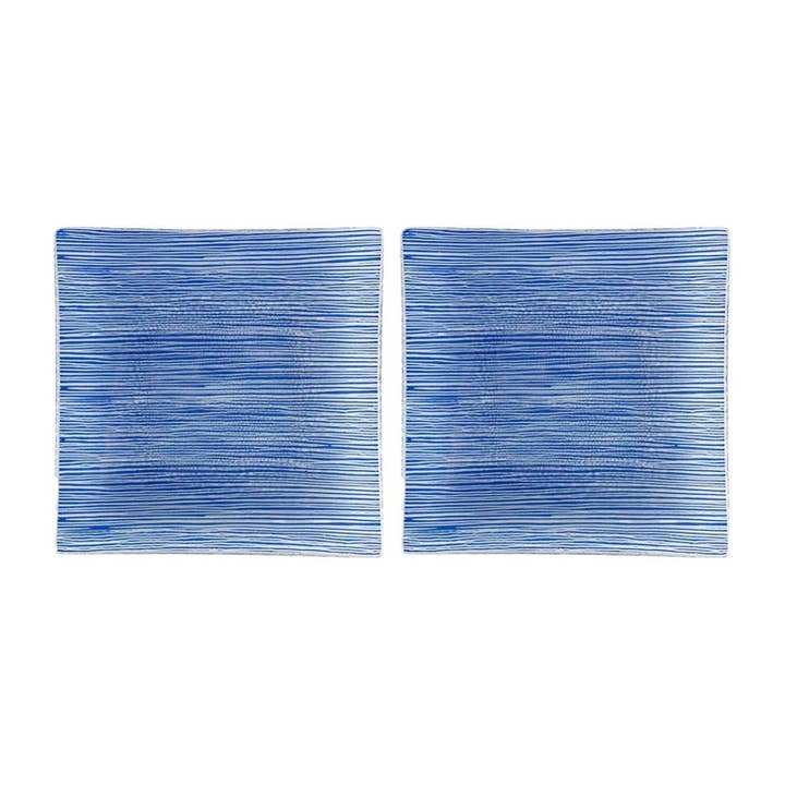 Vaisselle en verre 19,7 cm x 19,7 cm Assiette carrée en verre bleu (Lot de 2) pour la vente par TURGLA HOME