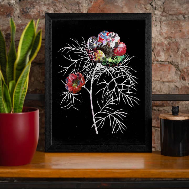 Ink & Drop - Vendita all'ingrosso Stampa artistica - Stampa botanica 6 rosa nera