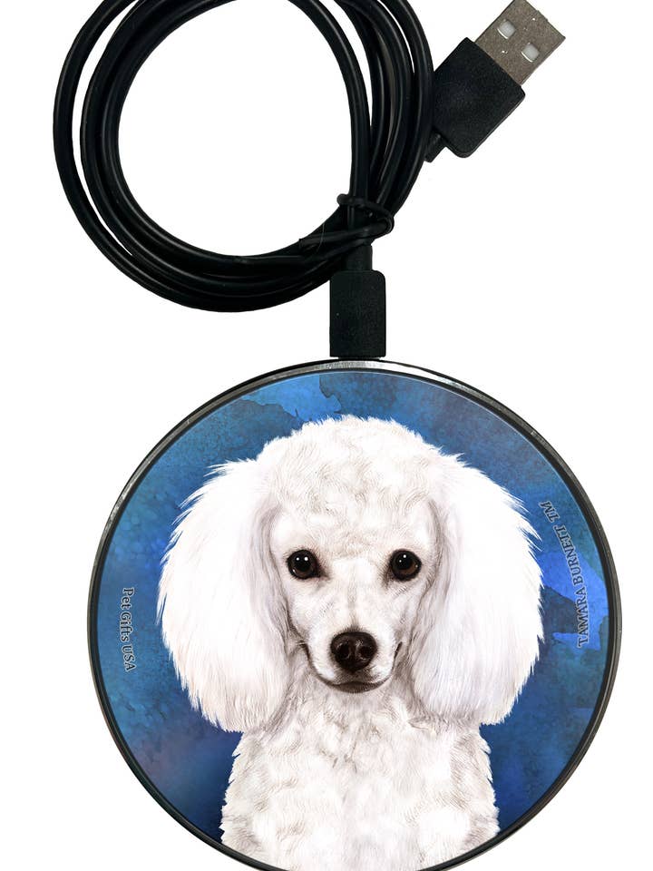 Poodle White - Zoomies Phone Charger for wholesale by Pet Gifts USA, LLC