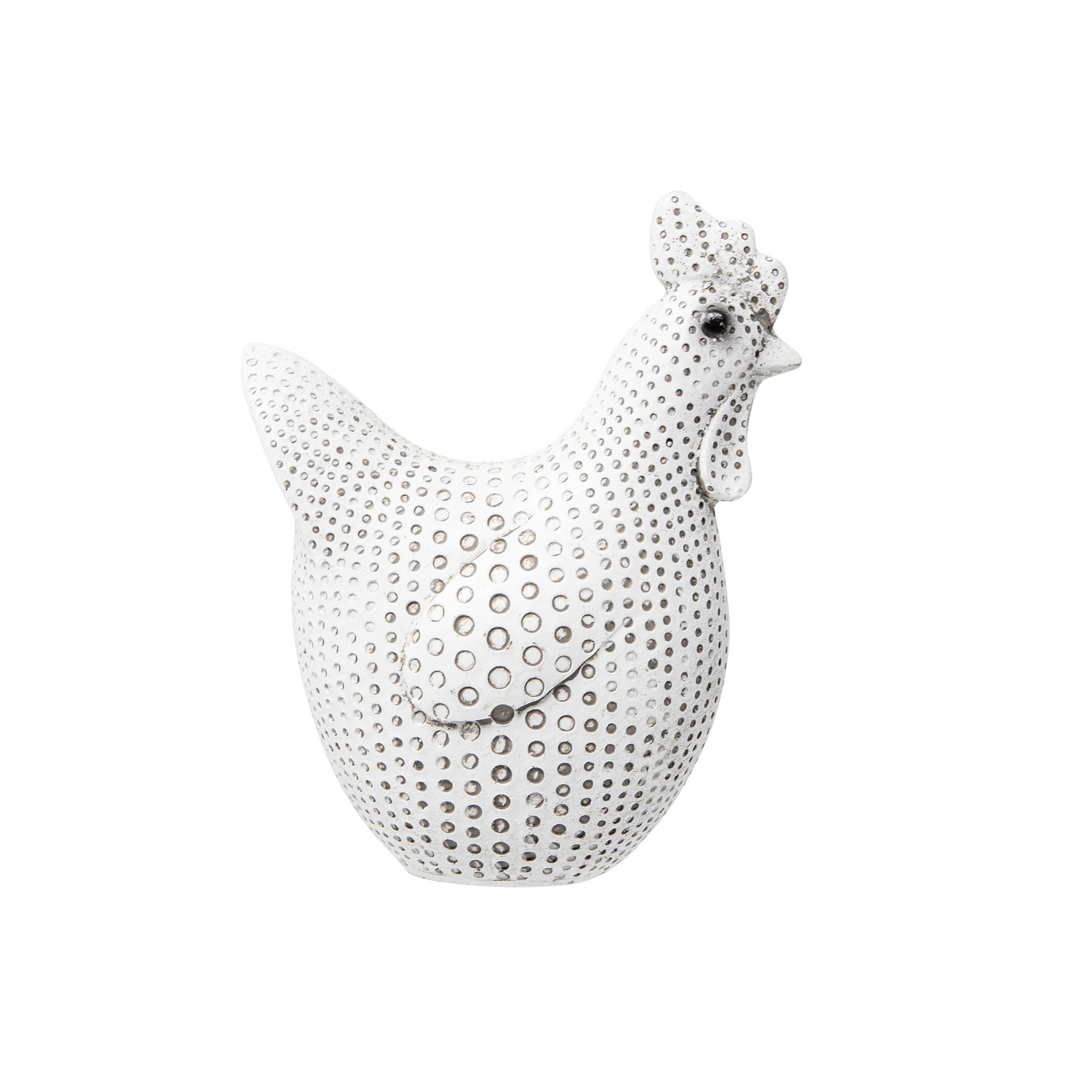 Sagebrook Home - Wholesale Decorative Figurine - Decorative Sculpture - White Resin Spotted Chicken, 5 in.7