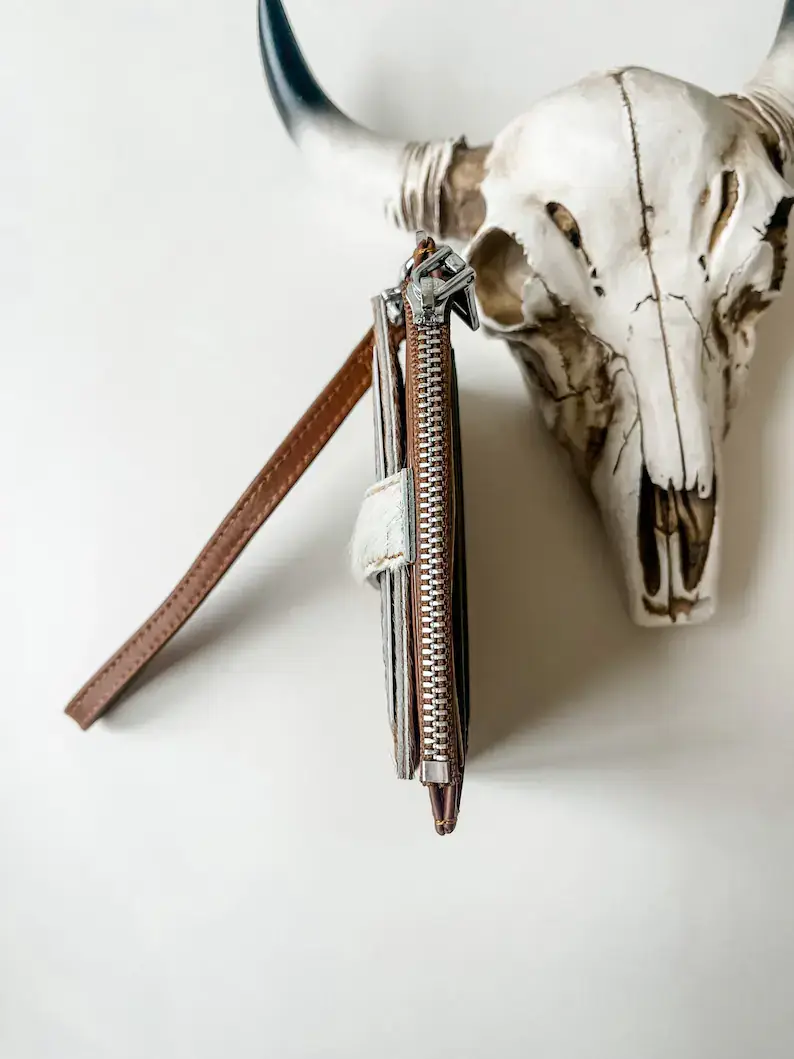Boho Ranch Shop - Wholesale Wristlet - Dakota Wristlet Wallet - Western Cowhide Leather Credit Card4