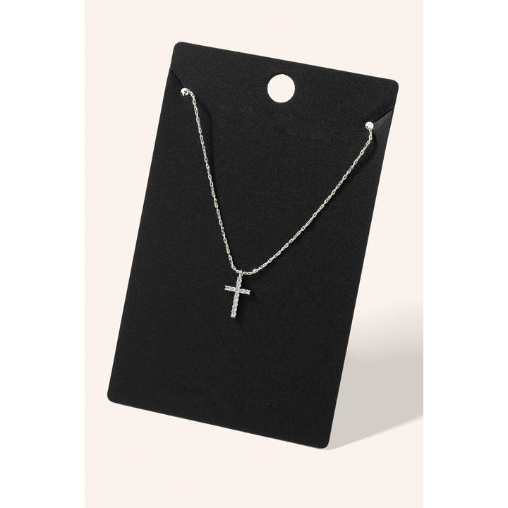 Fame Accessories - Wholesale Pendant/Charm Necklace - Rhinestone Cross Pendant Necklace