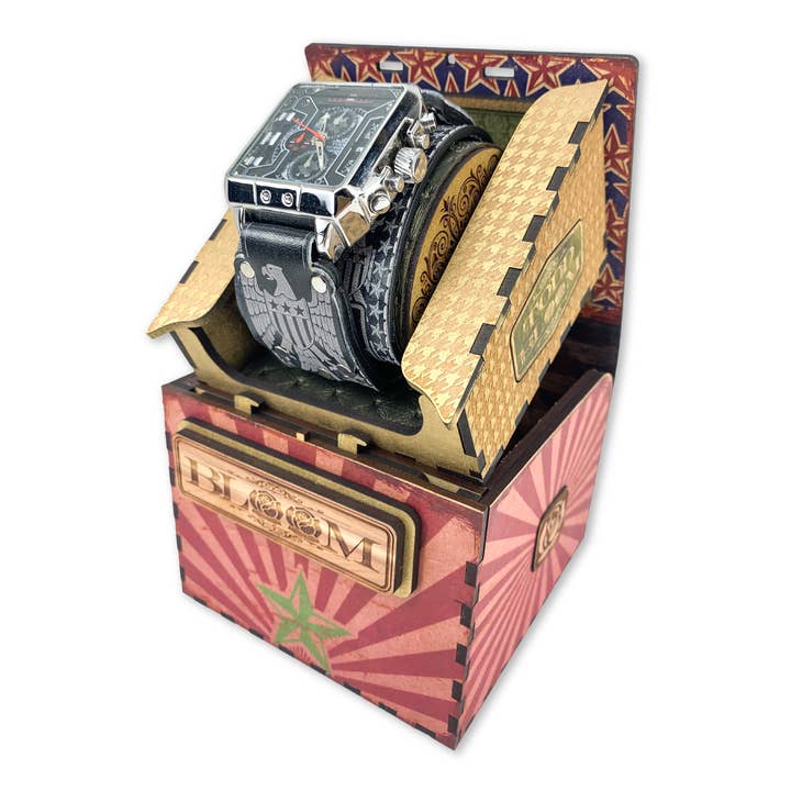 WAR EAGLE IV-MENS HAND MADE FULL GRAIN LEATHER WATCH for wholesale by TODD BLOOM