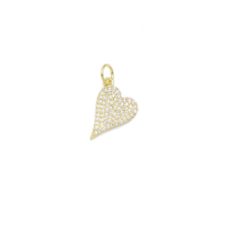 BestBeads&Beyond - Wholesale Individual Charm/Pendant - Gold Clear CZ Heart Shape Charm, Sku#LX457
