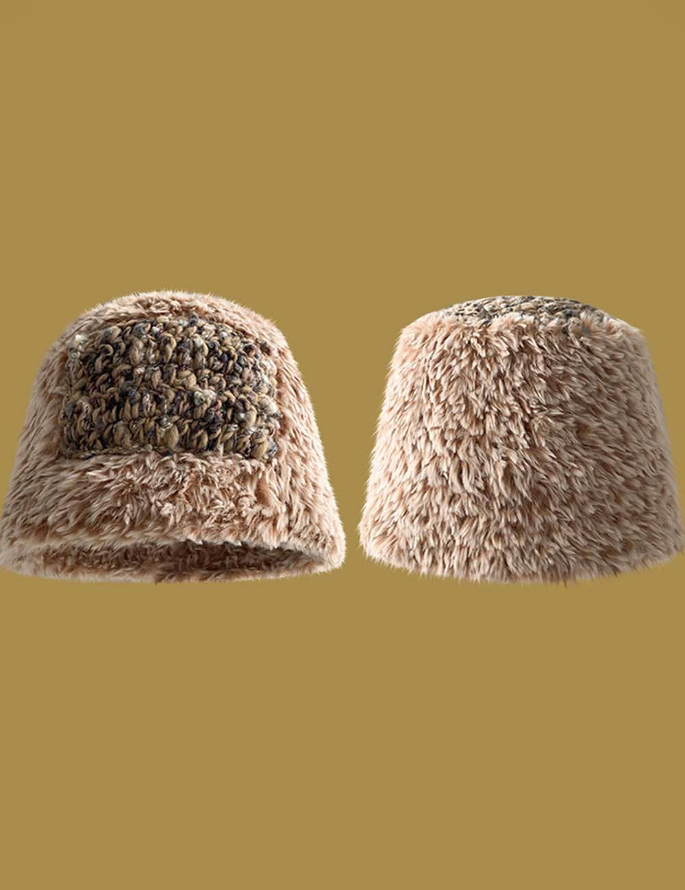 Sweetkama - Wholesale Bucket Hat - Women's - Ladies Color Block Plush Bucket Hat