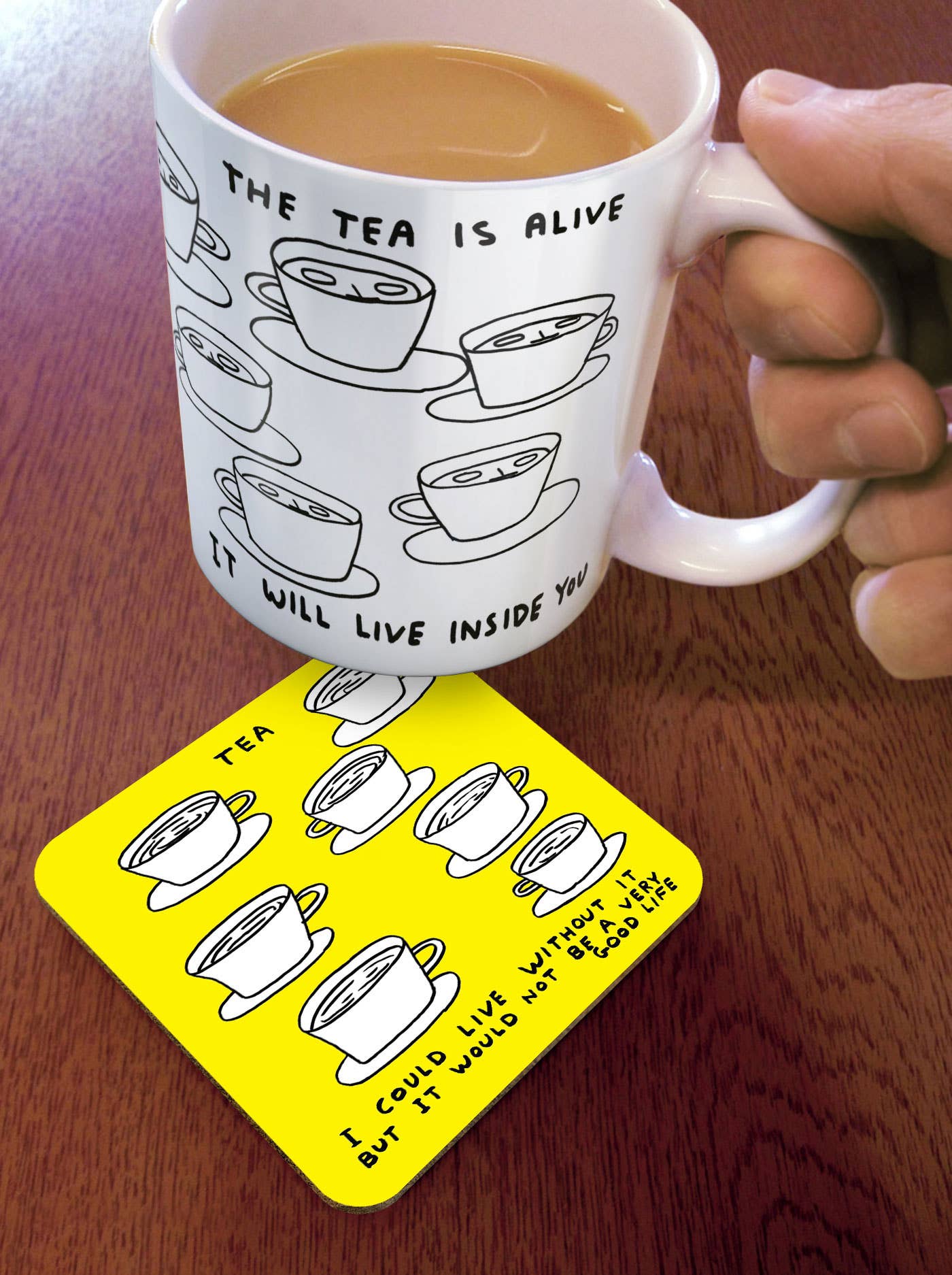 David Shrigley x Brainbox Candy - Wholesale Coasters - Funny Gift David Shrigley Coaster - Live Without Tea1