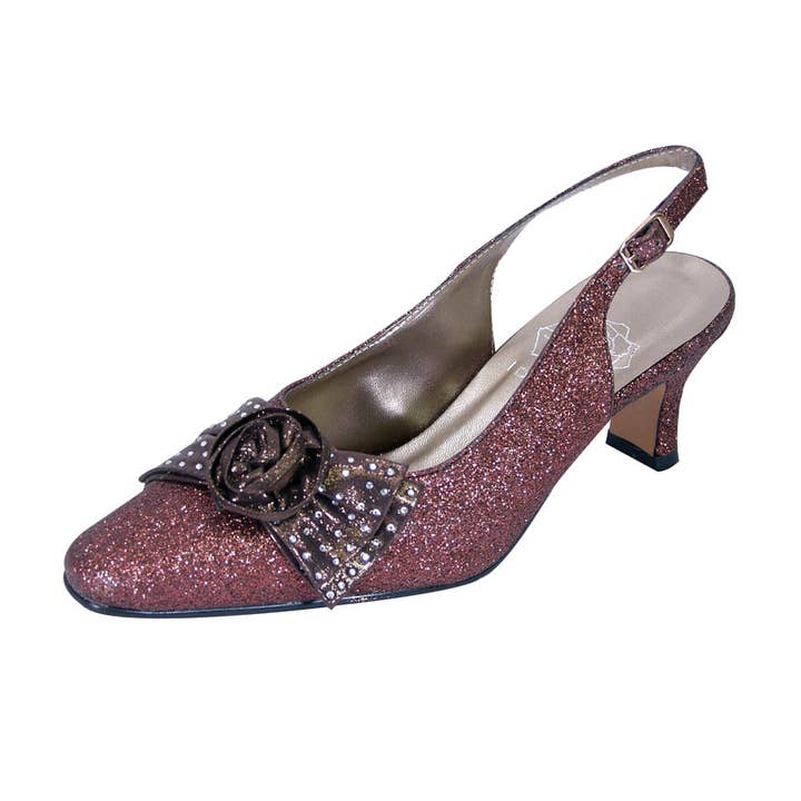 FLORAL Alaina Women's Wide Width Glitter Slingback Dress Pumps for wholesale by FazPaz