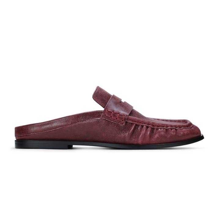 Camden Mule in Burgundy Leather for wholesale by Yosi Samra