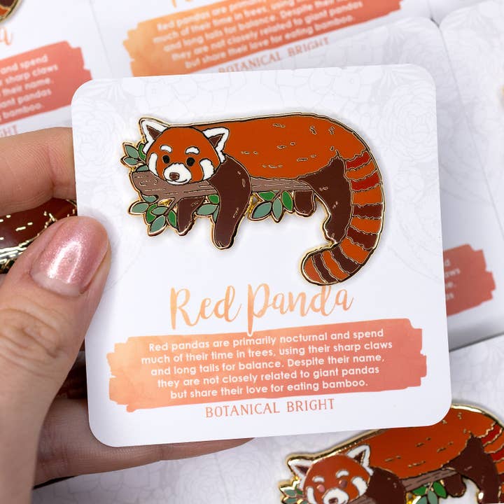 Botanical Bright - Wholesale Lapel Pin/Button - Red Panda Enamel Pin1