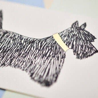 Yes! Paper Goods - Wholesale Gewone wenskaart - Scottie Dog wenskaart met goudfolie kraag gerecycled env1