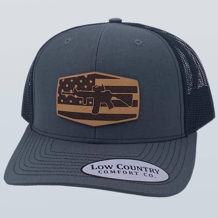 Freedom Series AR15 Patch Charcoal/Black Hat for wholesale by Riverbed Threads