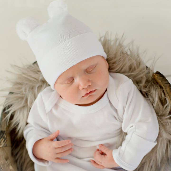 www.ilybean.com - Wholesale Clothing Set - Baby - White Fuzzy Bear Ears Hat With Matching Onesie SET