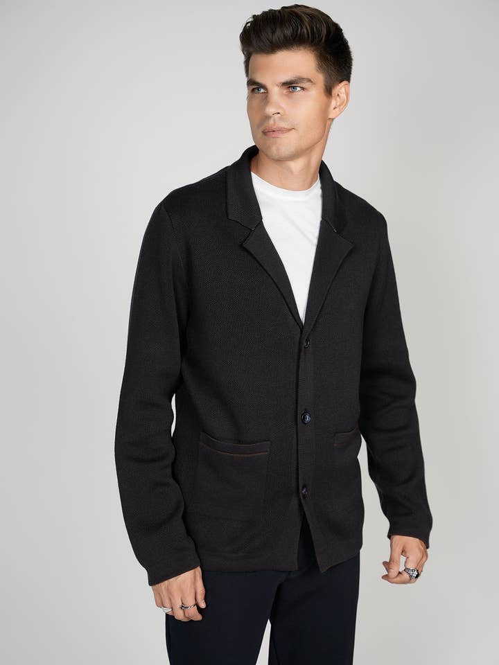 Zwarte Gebreide Vest met Knopen voor wholesale door Luchiano Visconti