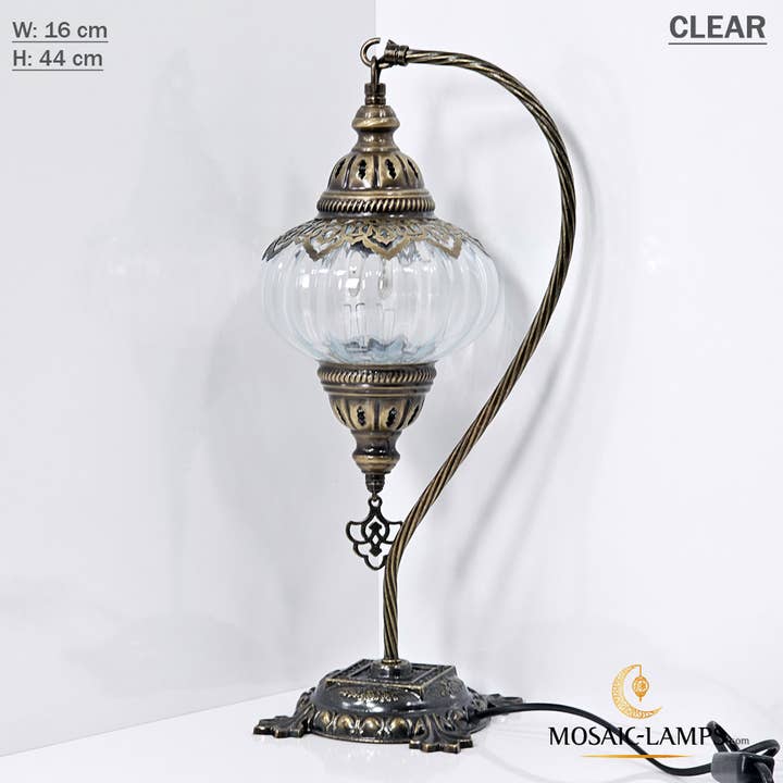 Mosaic Lamps - Wholesale Accent/Desk Lamp - Clear Optic Globe Gooseneck Table Lamp, Ottoman Desk Light,